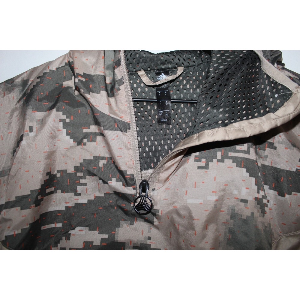 adidas digital camo tan tech‎ windbreaker hooded jacket men's large droptail 1/4 - Picture 2 of 9